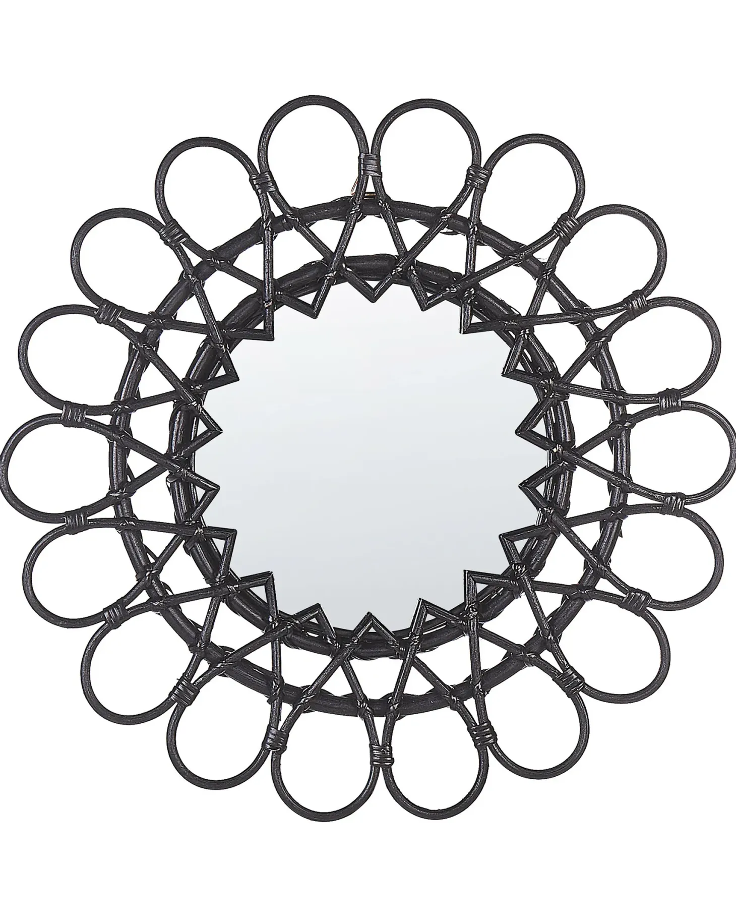 Lustro ścienne BABAI 60 cm 60 cm Rattan Czarny