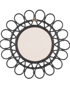 Lustro ścienne BABAI 60 cm 60 cm Rattan Czarny