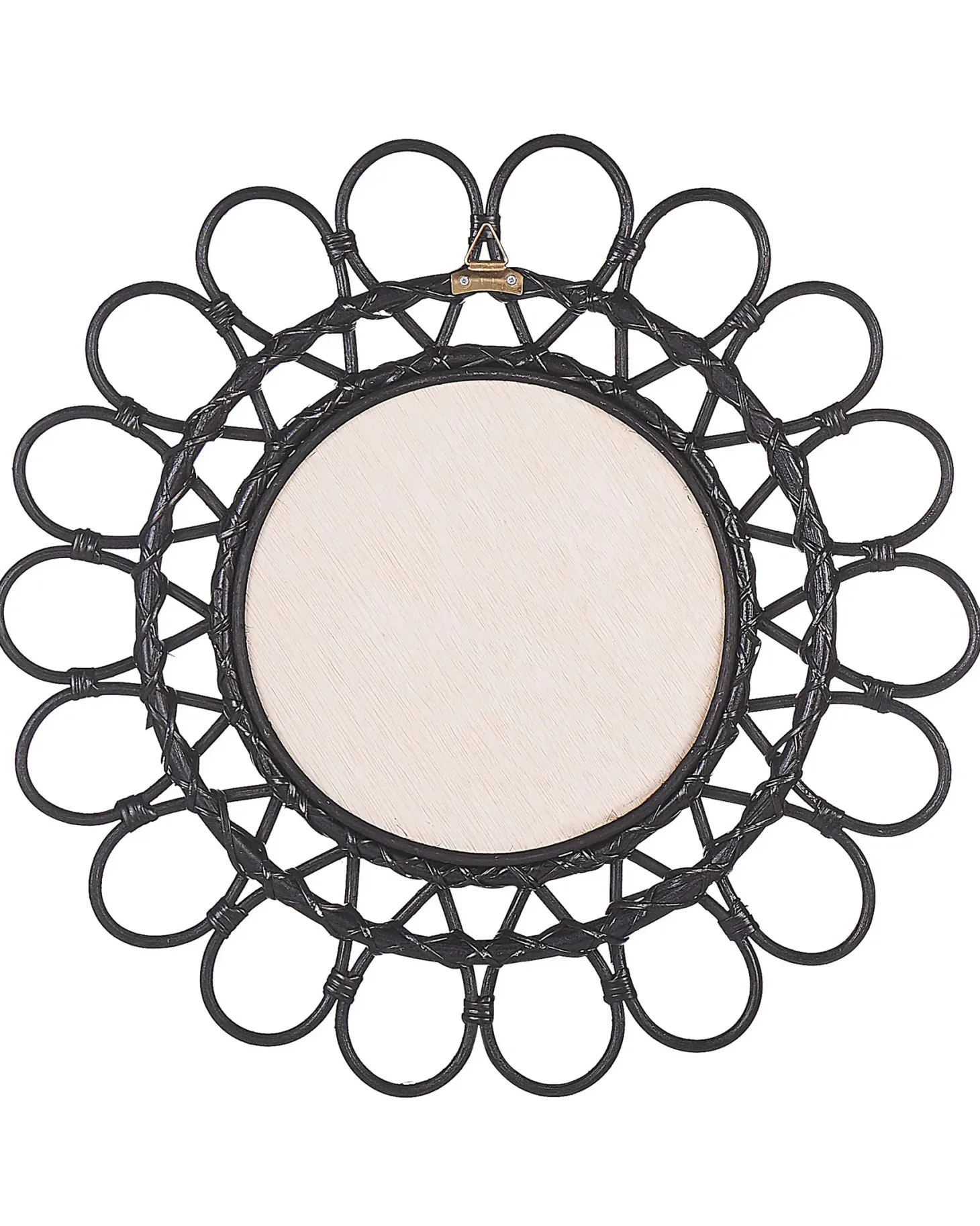 Lustro ścienne BABAI 60 cm 60 cm Rattan Czarny