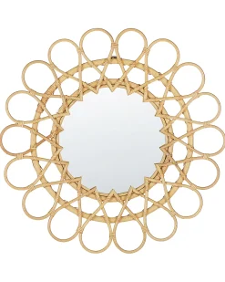 Lustro ścienne BABAI 60 cm 60 cm Rattan Naturalny