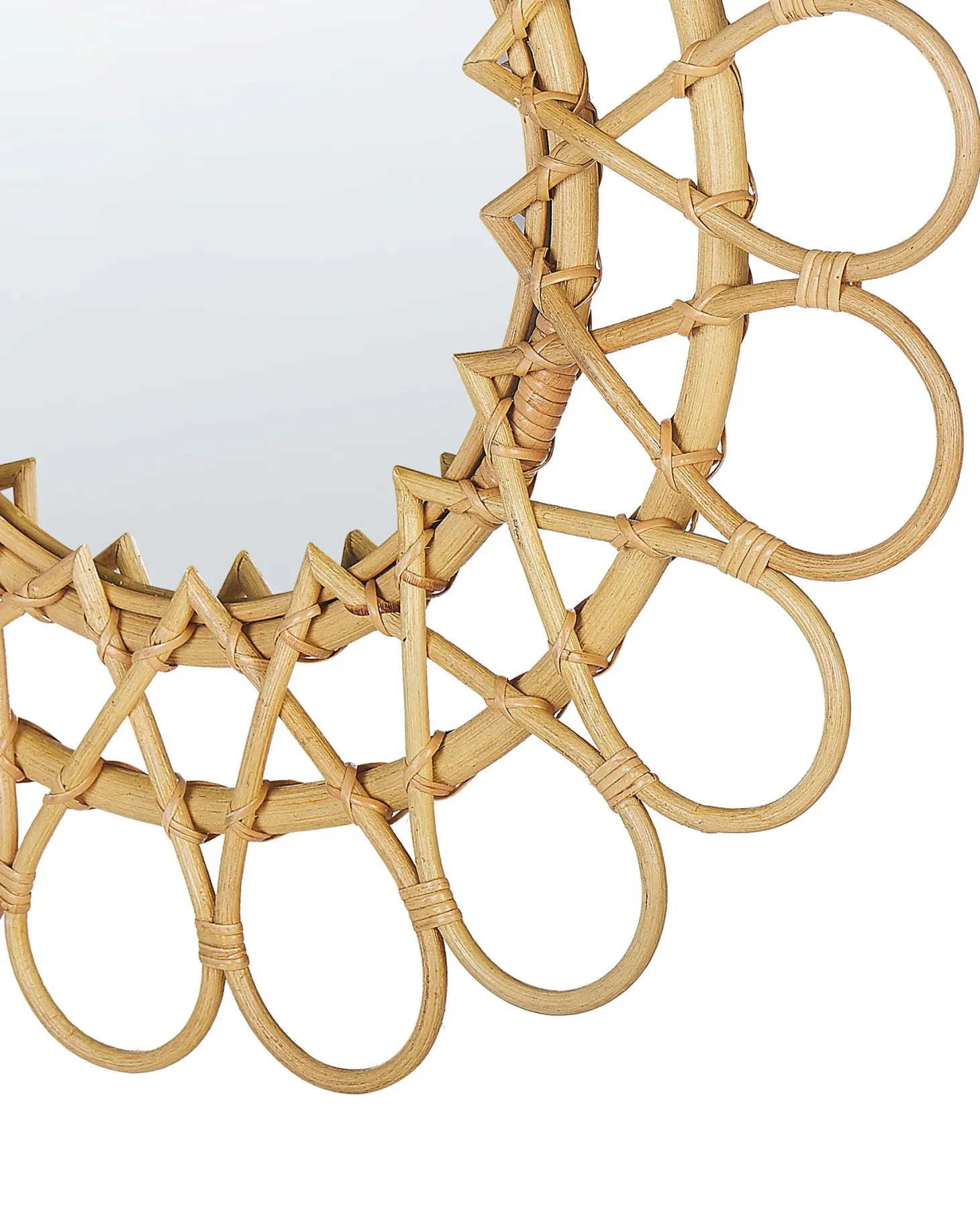 Lustro ścienne BABAI 60 cm 60 cm Rattan Naturalny