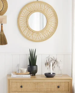 Lustro ścienne BACATA 60 cm 60 cm Bambus Naturalny