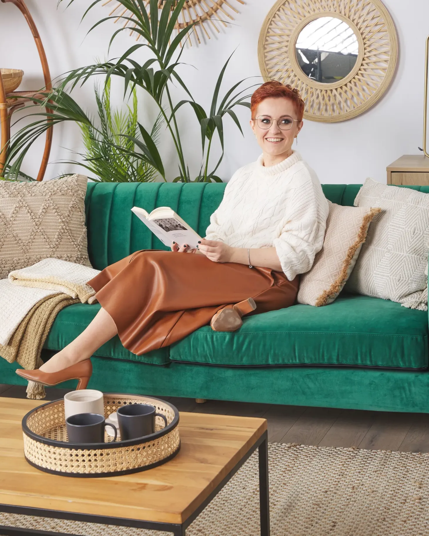 Lustro ścienne BACATA 60 cm 60 cm Bambus Naturalny