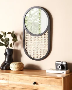 Lustro ścienne BALEAL 30 cm 56 cm Rattan Naturalny