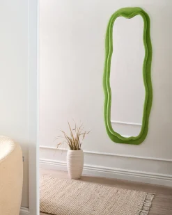 Lustro ścienne BEAUNE 56 cm 160 cm Welur Zielony