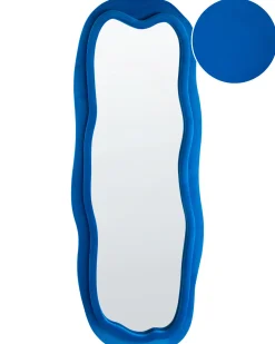 Lustro ścienne BEAUNE 56 cm 160 cm Welur Niebieski