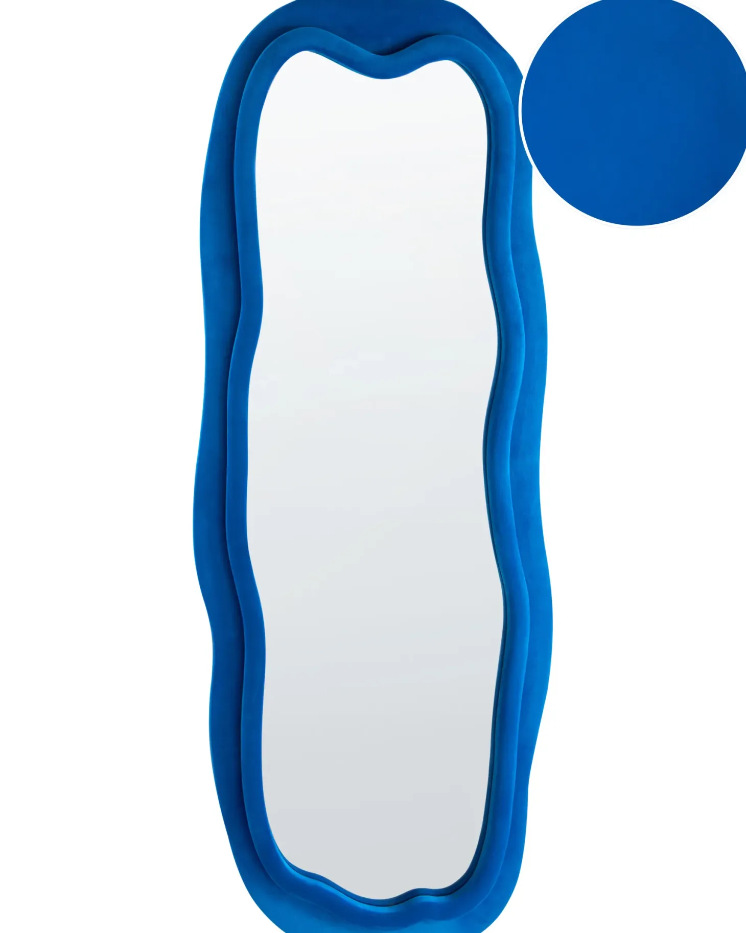 Lustro ścienne BEAUNE 56 cm 160 cm Welur Niebieski