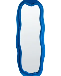 Lustro ścienne BEAUNE 56 cm 160 cm Welur Niebieski