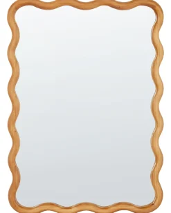 Lustro ścienne BEFFES 50 cm 72 cm Drewno sosnowe Naturalny