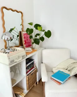 Lustro ścienne BEFFES 50 cm 72 cm Drewno sosnowe Naturalny