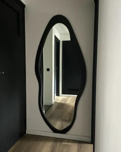 Lustro ścienne BLET 80 cm 180 cm Drewno paulownia Czarny