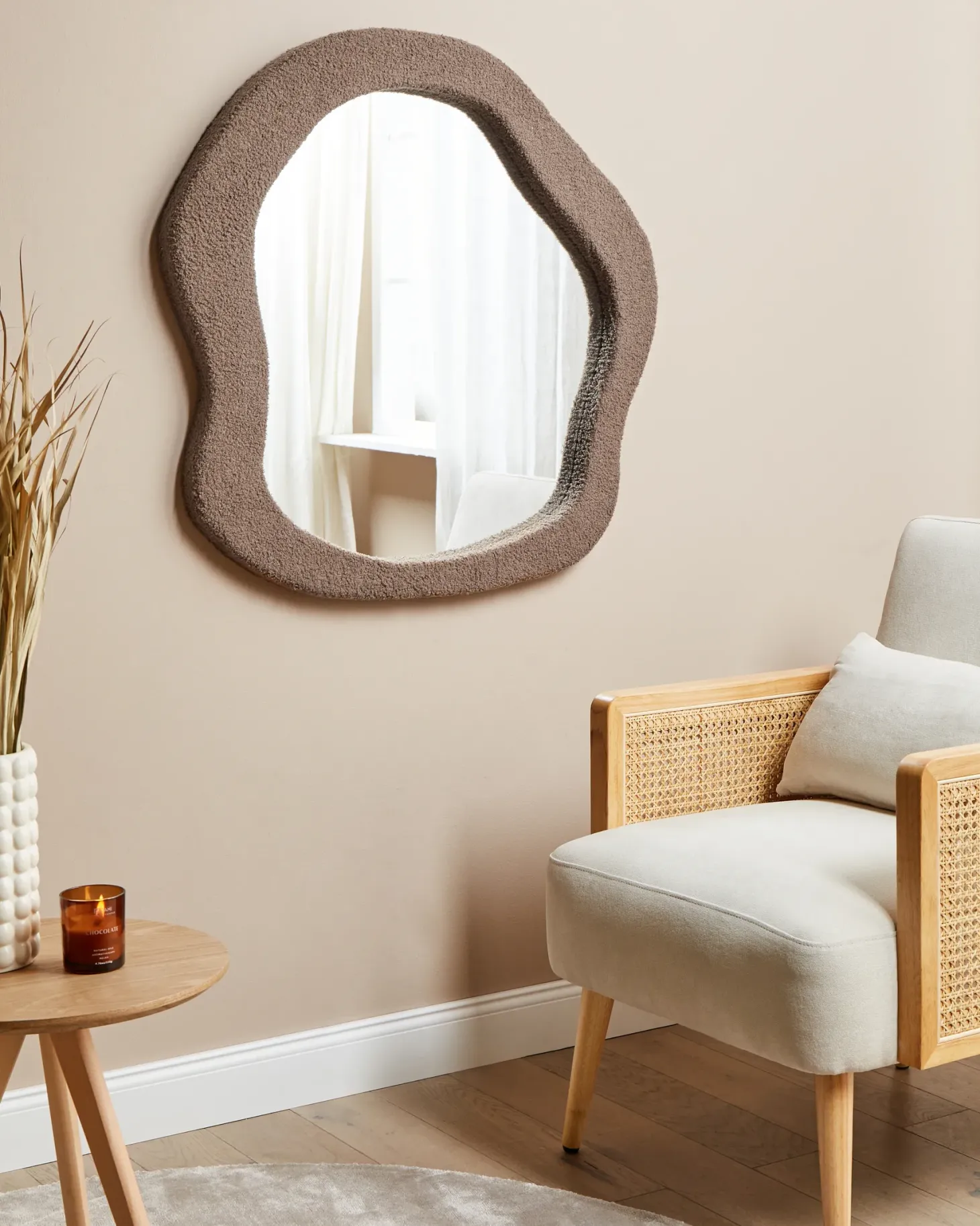 Lustro ścienne BLISMES 79 cm 80 cm Boucle Brązowy