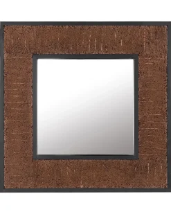Lustro ścienne BOISE 60 cm 60 cm Drewno tekowe Ciemnobrązowy