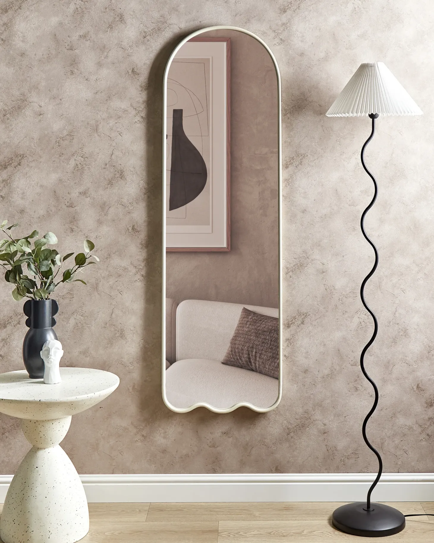 Lustro ścienne BUSSY 45 cm 145 cm Metal Złamana biel