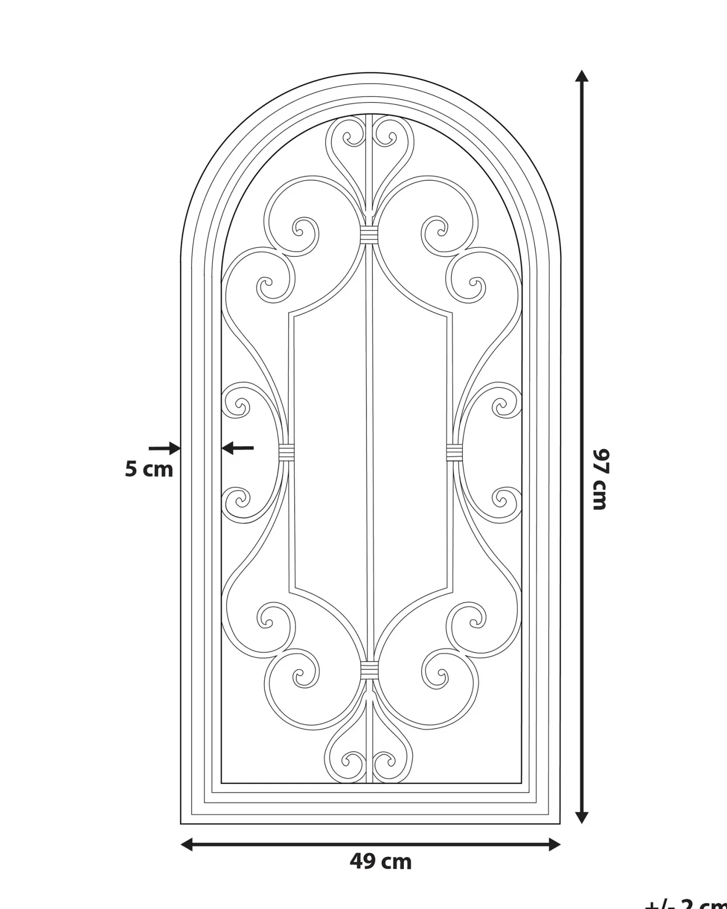 Lustro ścienne CAMPEL 49 cm 97 cm Metal Złamana biel