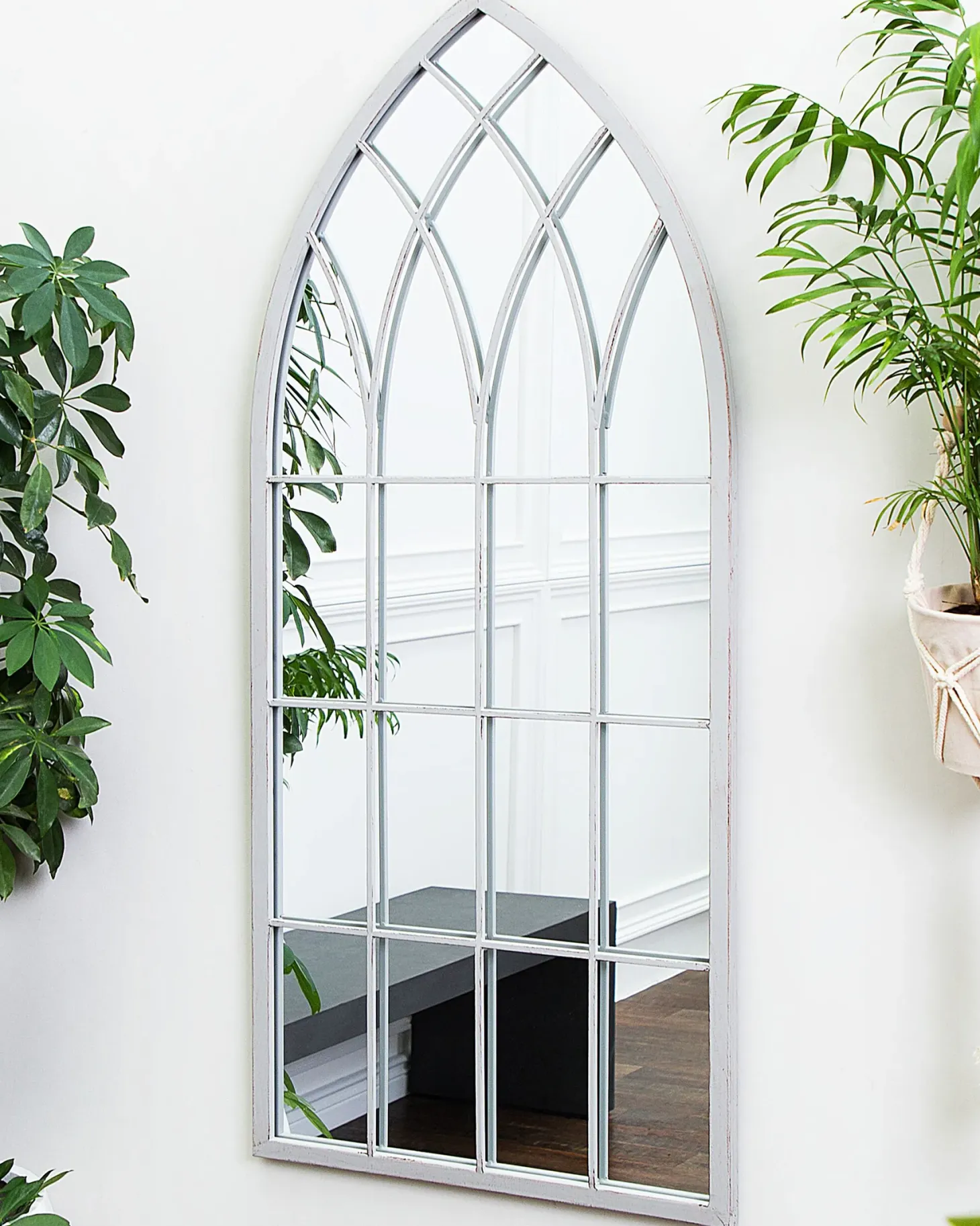 Lustro ścienne CASSEL 50 cm 115 cm Metal Jasnoszary