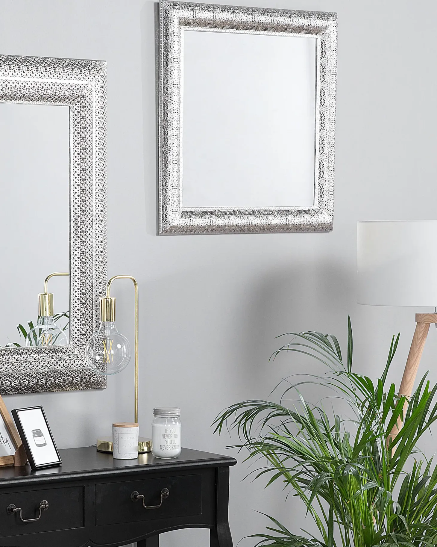 Lustro ścienne CAVAN 65 cm 65 cm Metal Srebrny