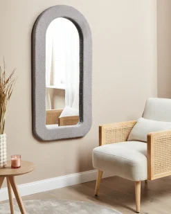 Lustro ścienne CERVON 60 cm 120 cm Boucle Beżowoszary