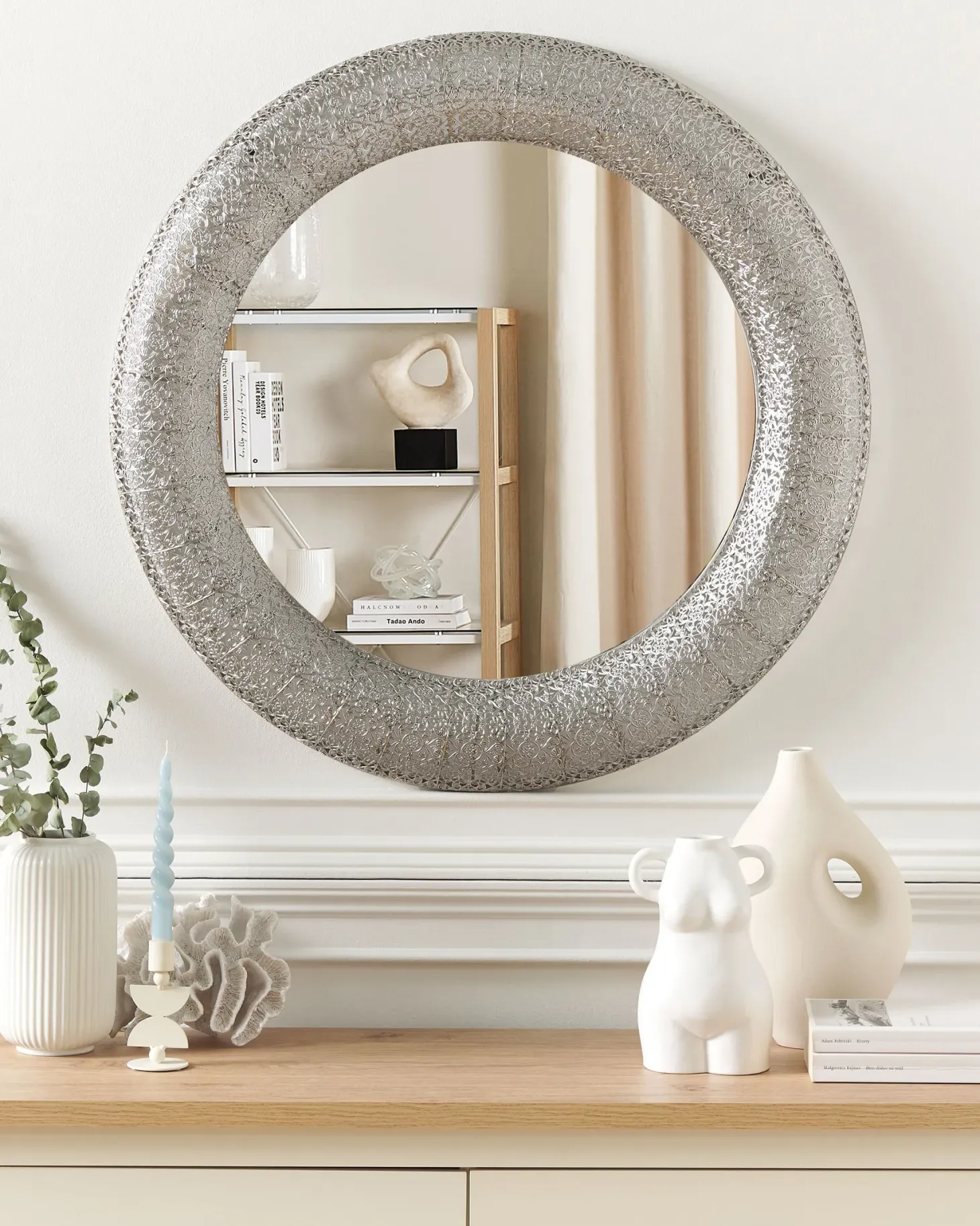 Lustro ścienne CHANNAY 80 cm 80 cm Metal Srebrny