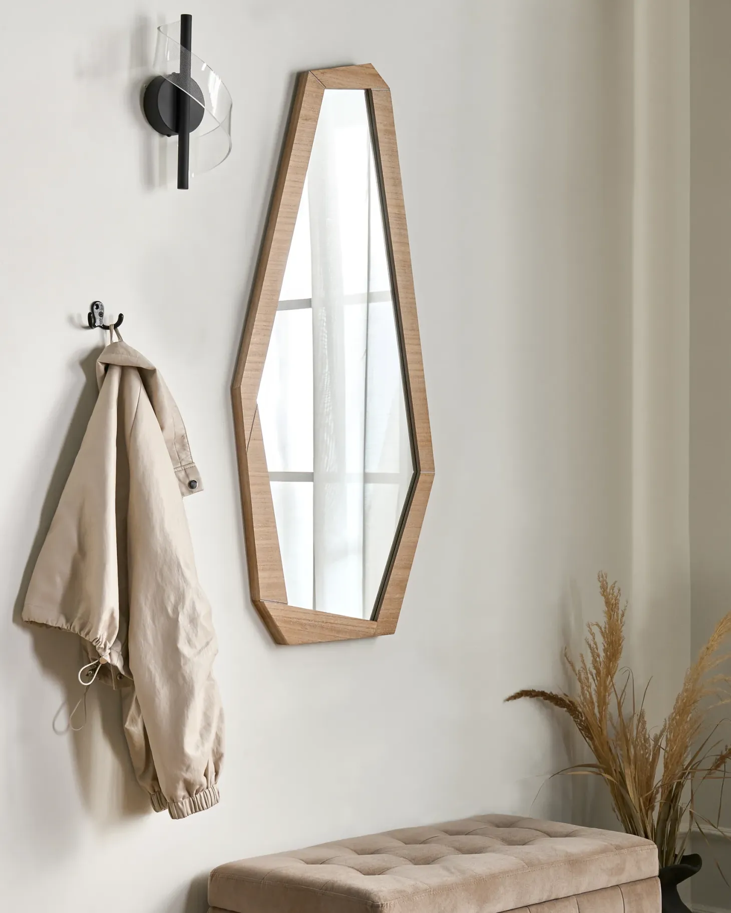 Lustro ścienne CHANU 44 cm 104 cm Jasnobrązowy