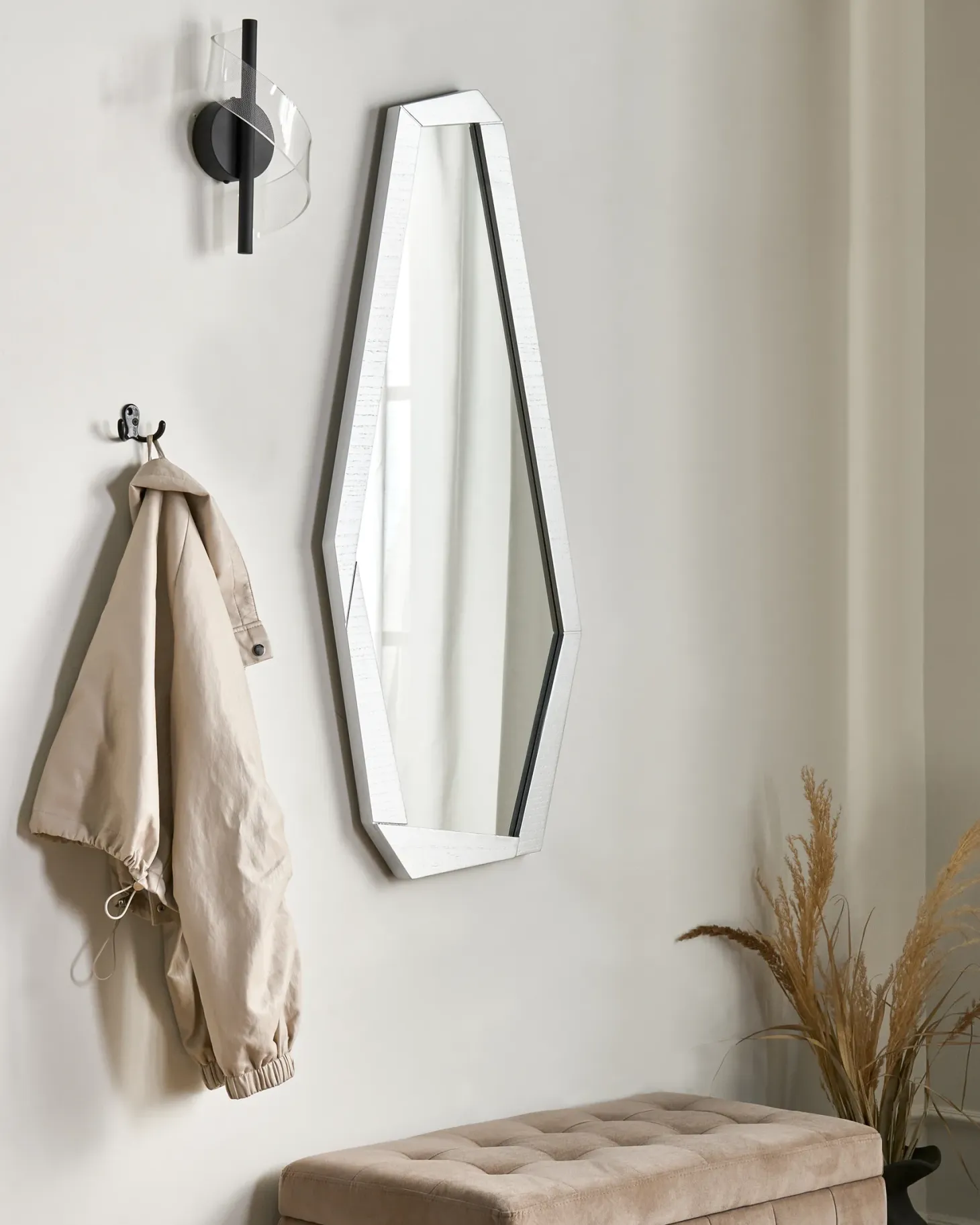 Lustro ścienne CHANU 44 cm 104 cm Srebrny