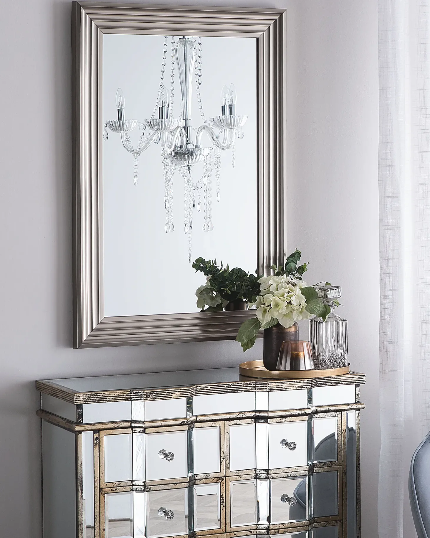 Lustro ścienne CHATAIN 61 cm 91 cm Srebrny