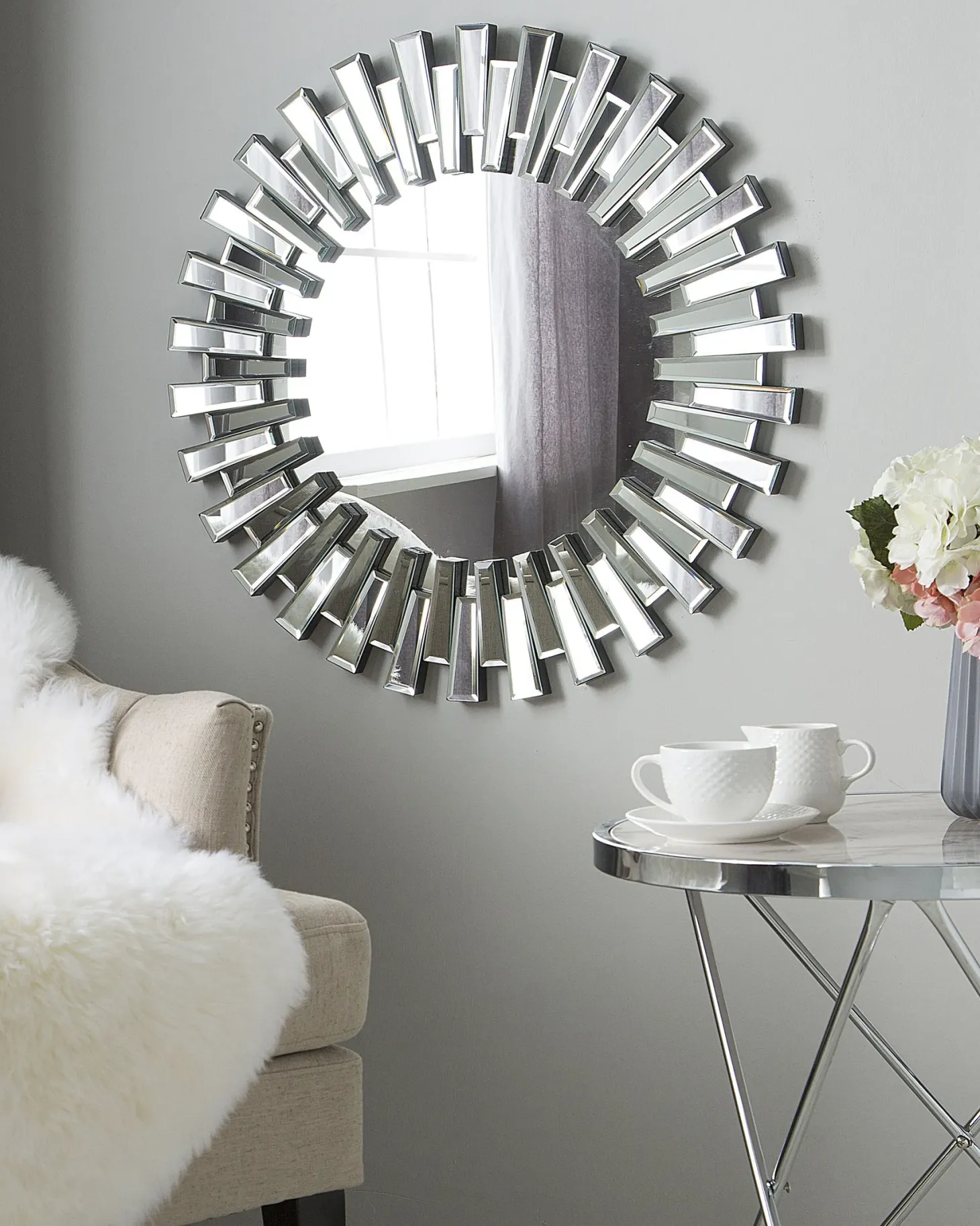 Lustro ścienne CHOLET 70 cm 70 cm Srebrny