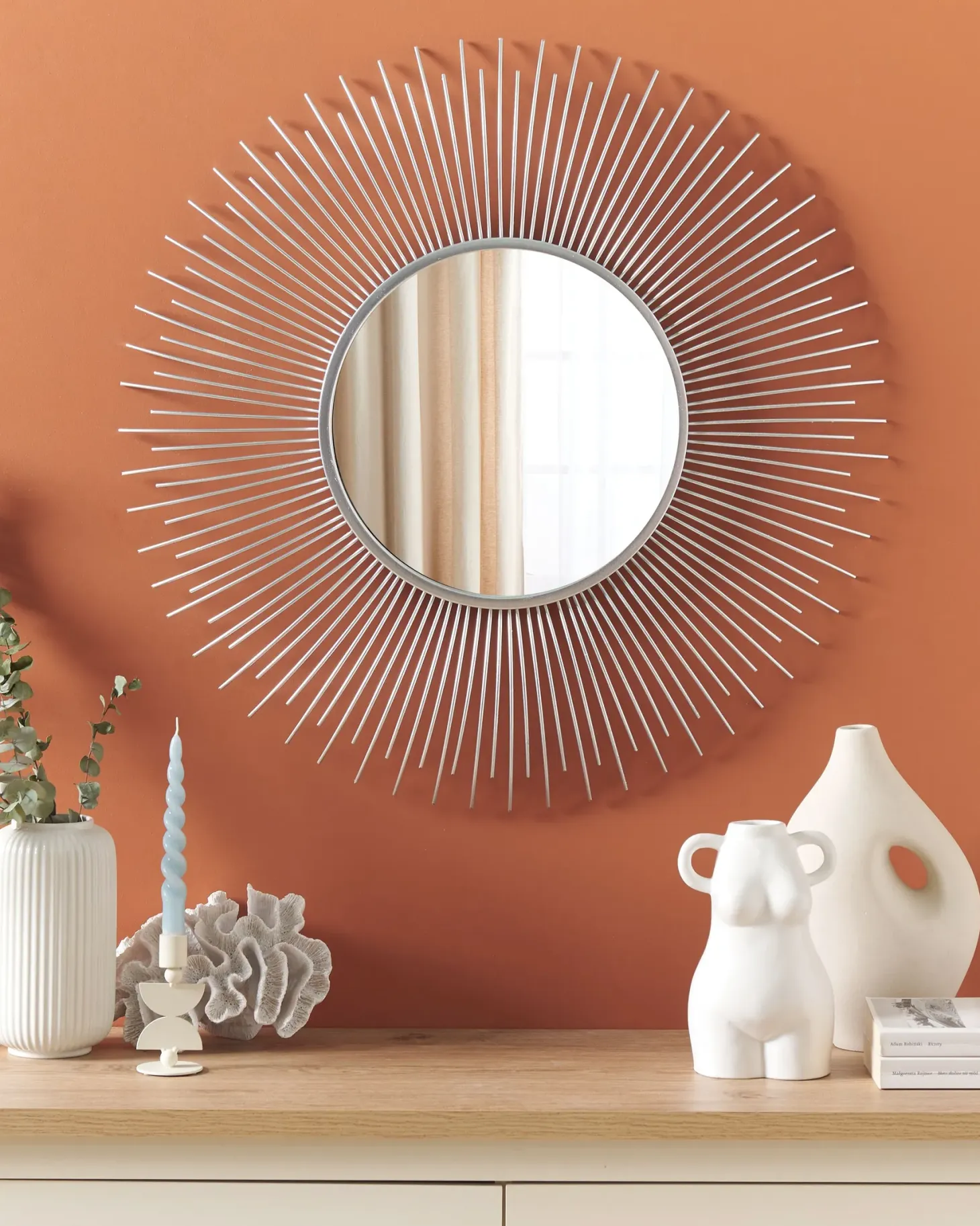 Lustro ścienne CILLY 80 cm 80 cm Metal Srebrny