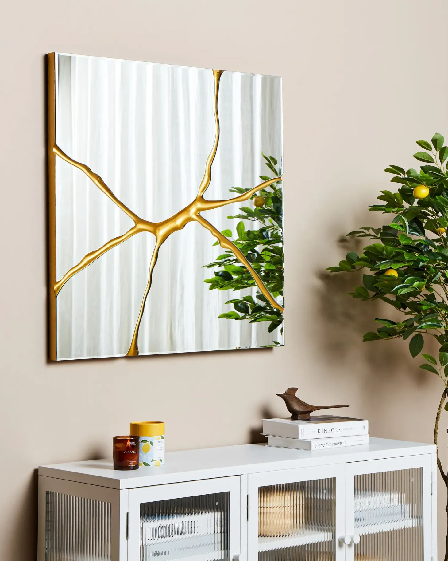 Lustro ścienne COOLE 80 cm 80 cm Złoty