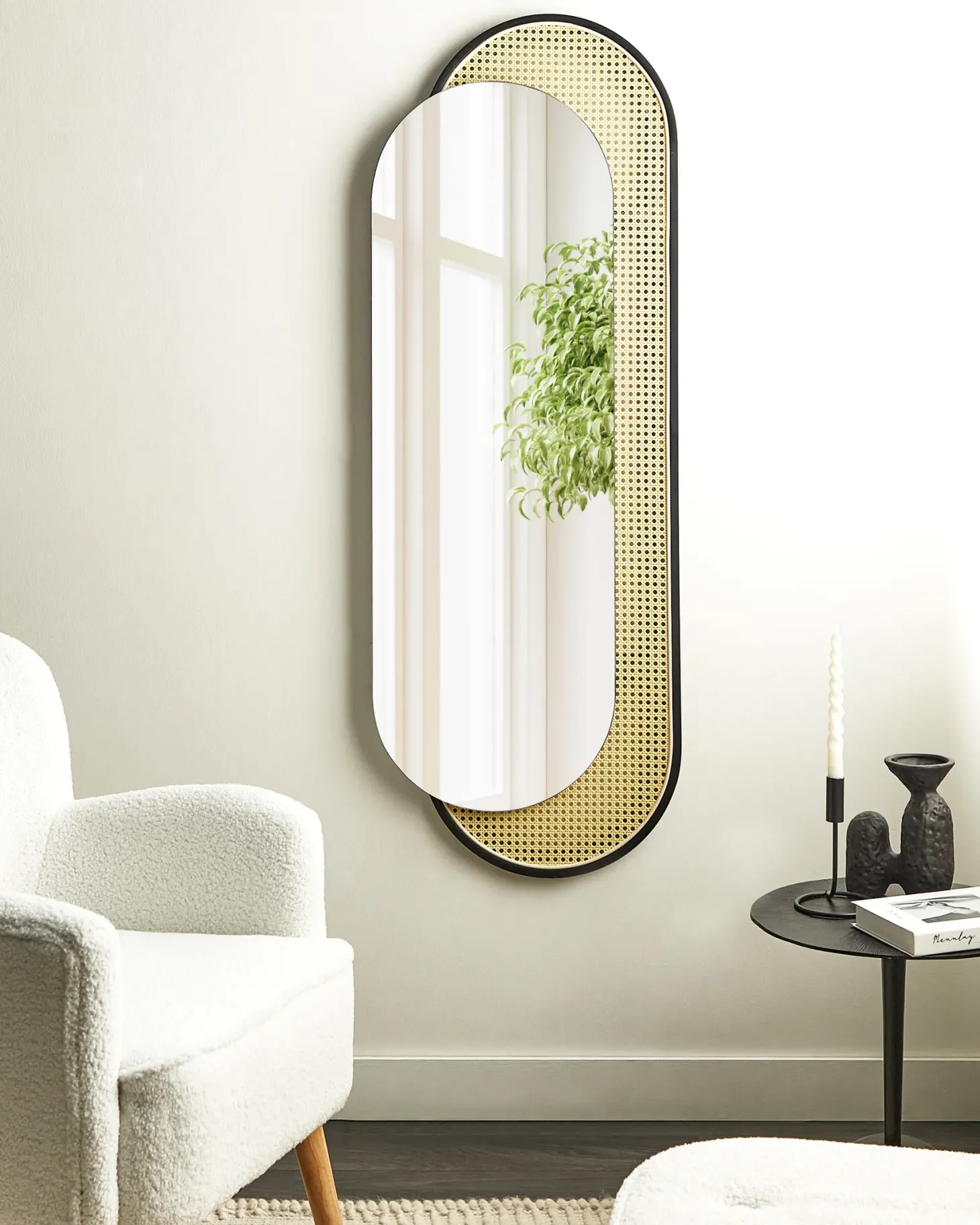 Lustro ścienne CREIL 51 cm 143 cm Technorattan Naturalny