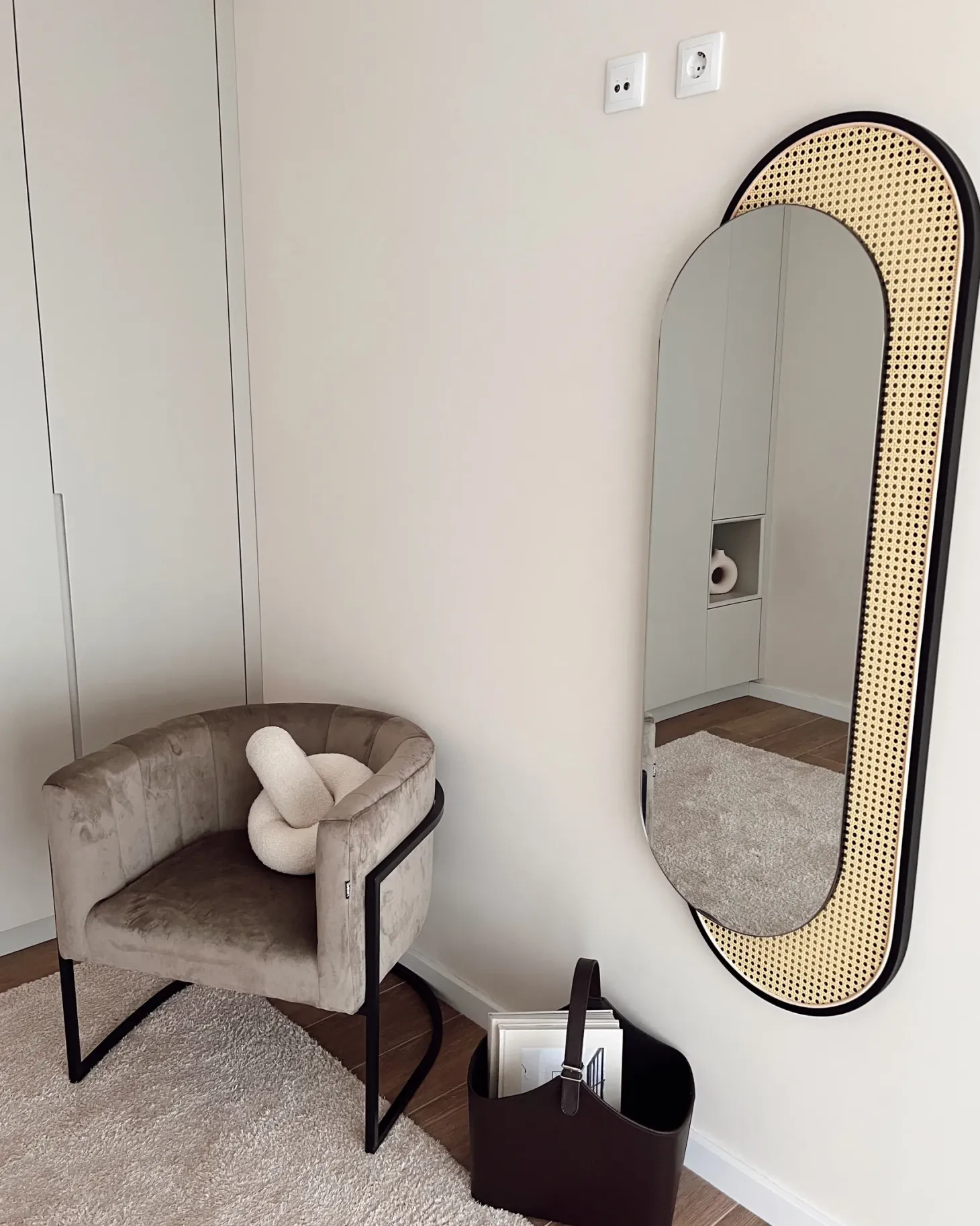 Lustro ścienne CREIL 51 cm 143 cm Technorattan Naturalny