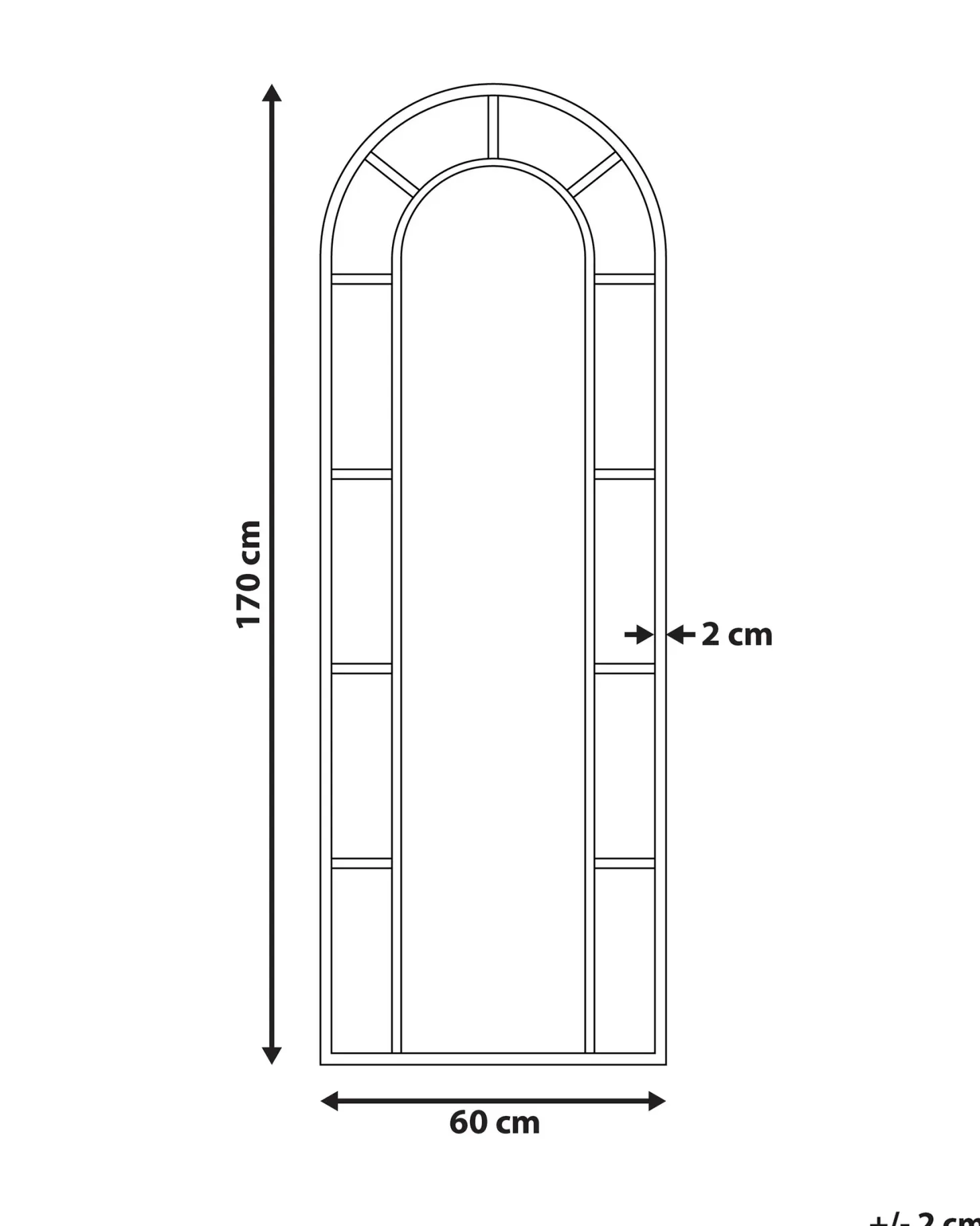 Lustro ścienne CROSSES 60 cm 170 cm Metal Złoty
