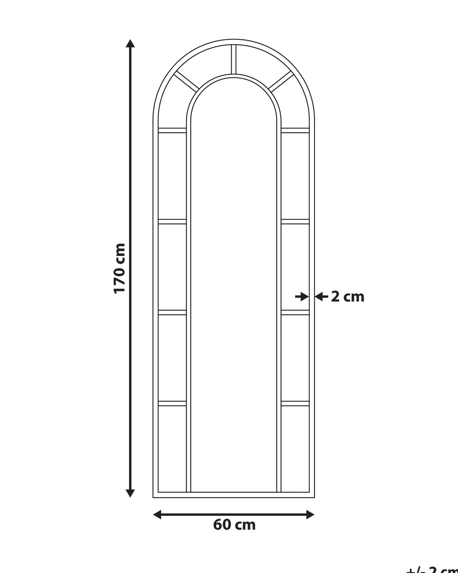 Lustro ścienne CROSSES 60 cm 170 cm Metal Czarny