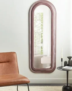 Lustro ścienne CULAN 60 cm 160 cm Welur Różowy