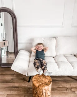 Lustro ścienne CULAN 60 cm 160 cm Welur Różowy