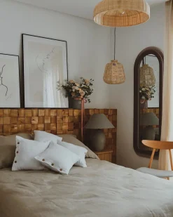 Lustro ścienne CULAN 60 cm 160 cm Welur Różowy