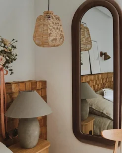 Lustro ścienne CULAN 60 cm 160 cm Welur Różowy