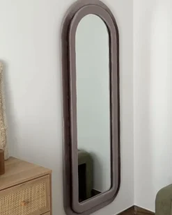 Lustro ścienne CULAN 60 cm 160 cm Welur Różowy