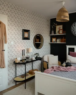 Lustro ścienne DAKSA 60 cm 60 cm Rattan Czarny