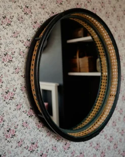 Lustro ścienne DAKSA 60 cm 60 cm Rattan Czarny