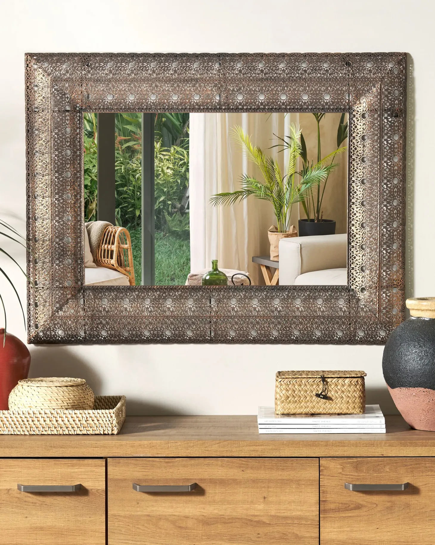 Lustro ścienne DEHRADUN 69 cm 90 cm Metal Miedziany