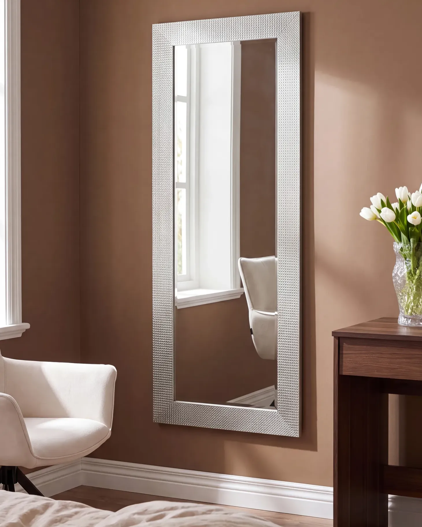 Lustro ścienne DERVAL 50 cm 130 cm Srebrny