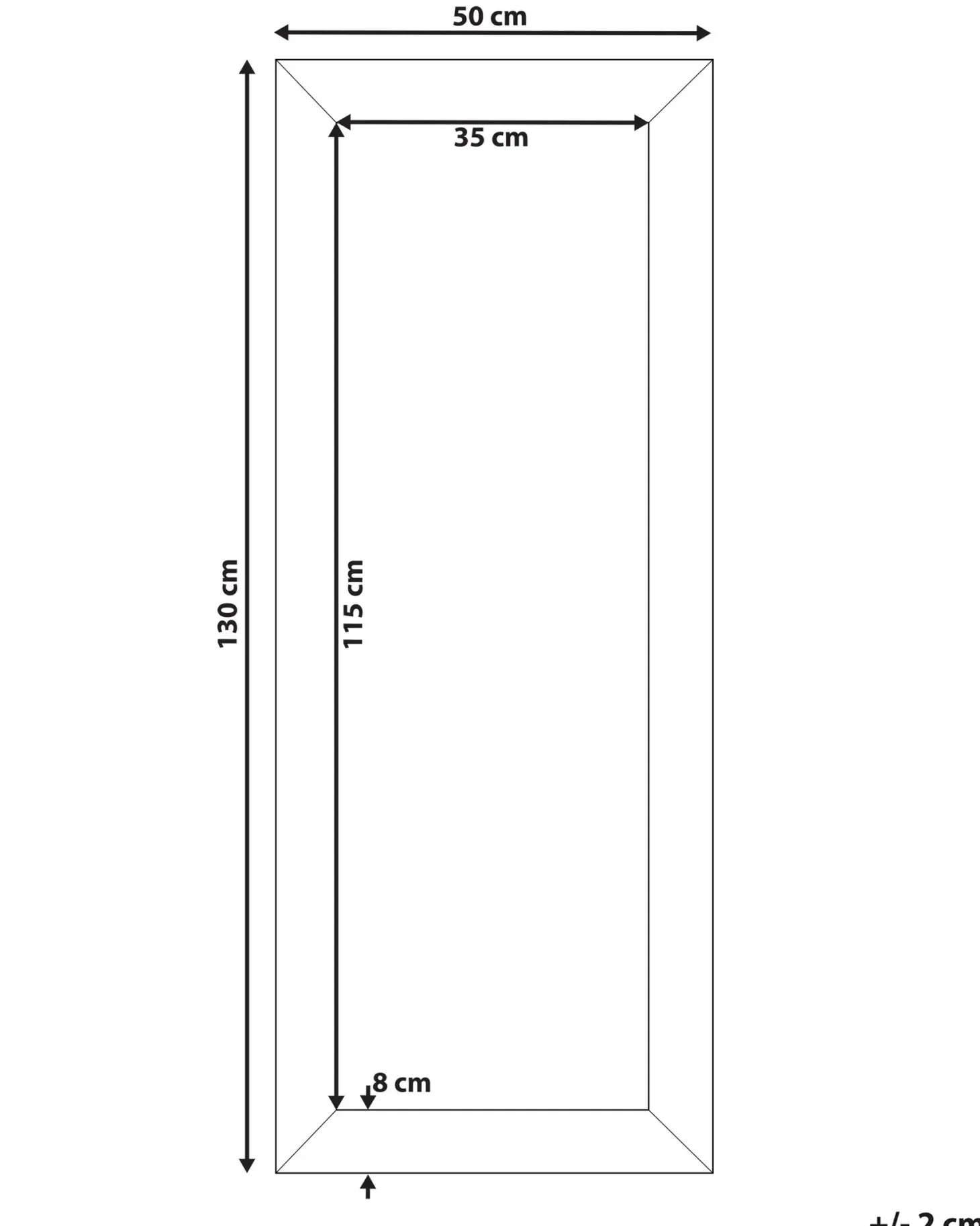 Lustro ścienne DERVAL 50 cm 130 cm Srebrny
