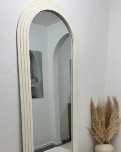 Lustro ścienne DIJON 80 cm 170 cm Drewno Złamana biel