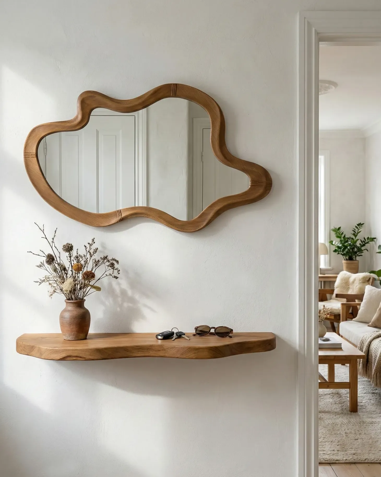 Lustro ścienne DREVANT 89 cm 52 cm Drewno sosnowe Naturalny