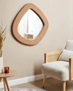 Lustro ścienne EPIRY 79 cm 80 cm Boucle Jasnobrązowy