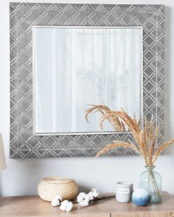 Lustro ścienne EVETTES 80 cm 80 cm Metal Srebrny