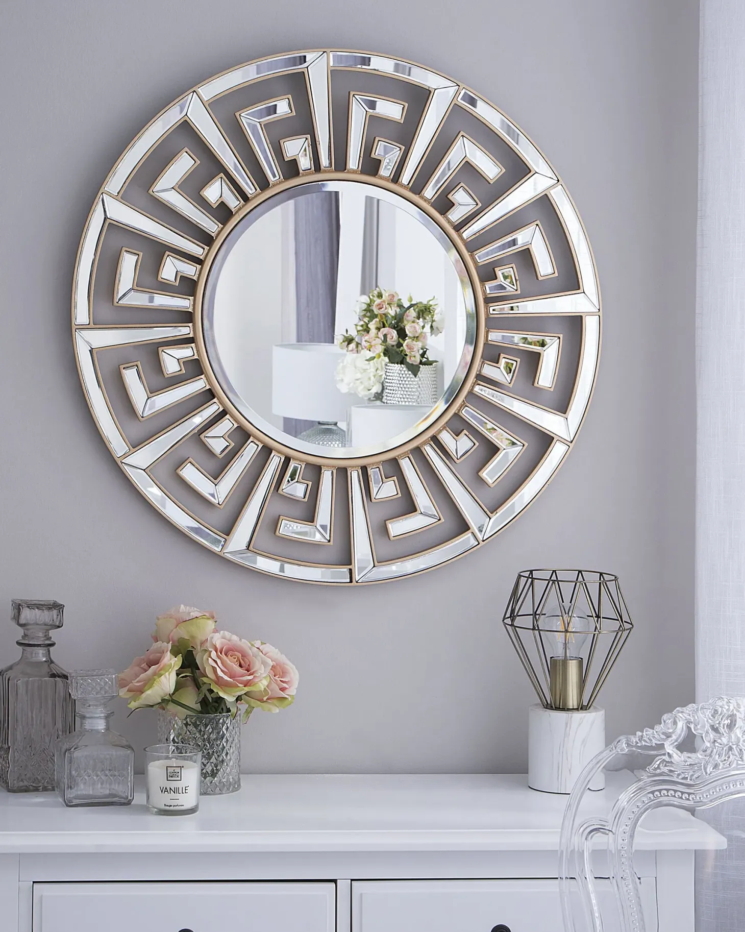 Lustro ścienne FLERS 70 cm 70 cm Metal Złoty