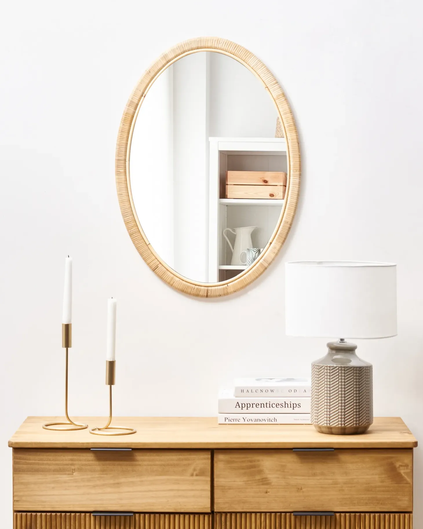 Lustro ścienne FOISSY 50 cm 70 cm Rattan Naturalny