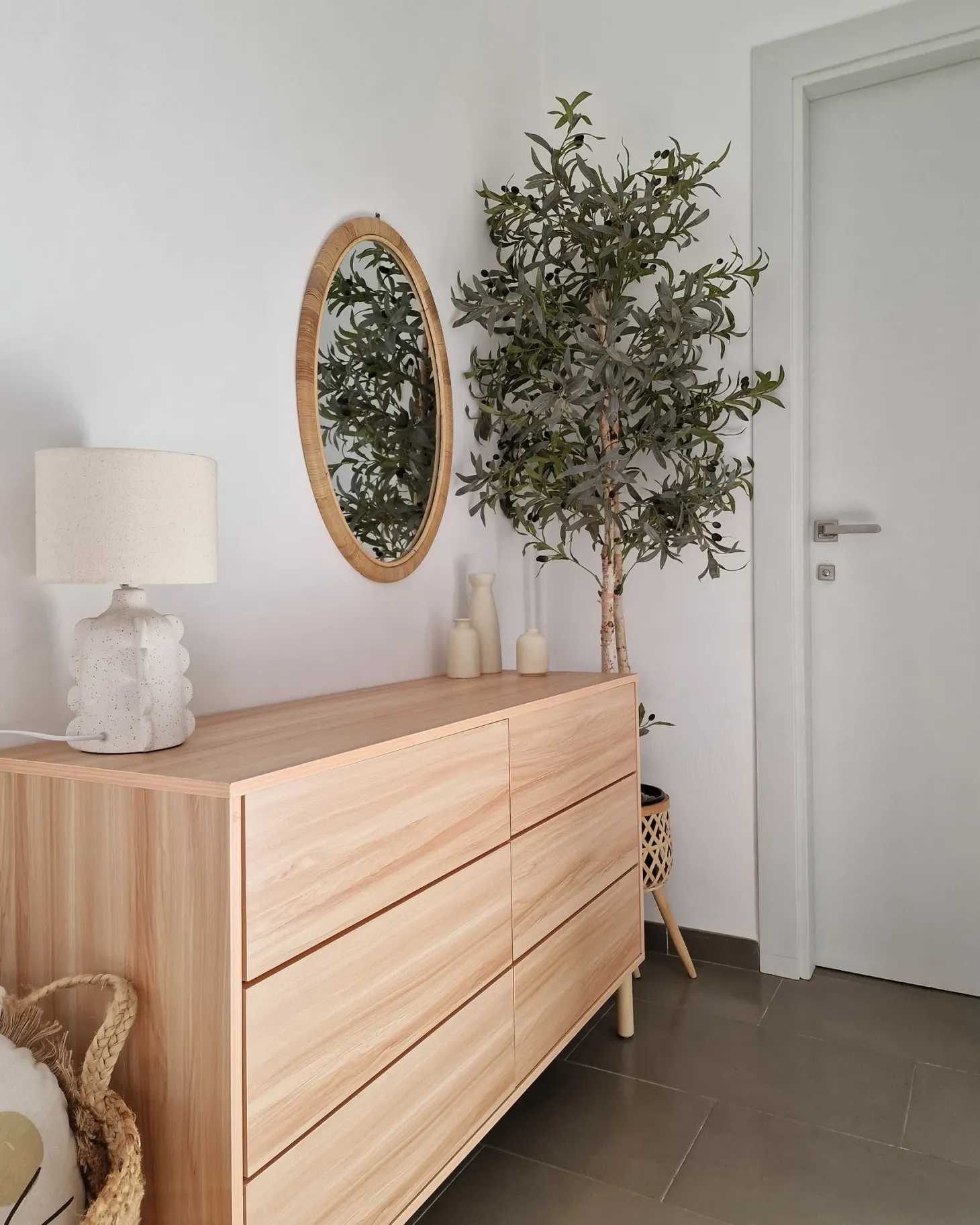 Lustro ścienne FOISSY 50 cm 70 cm Rattan Naturalny